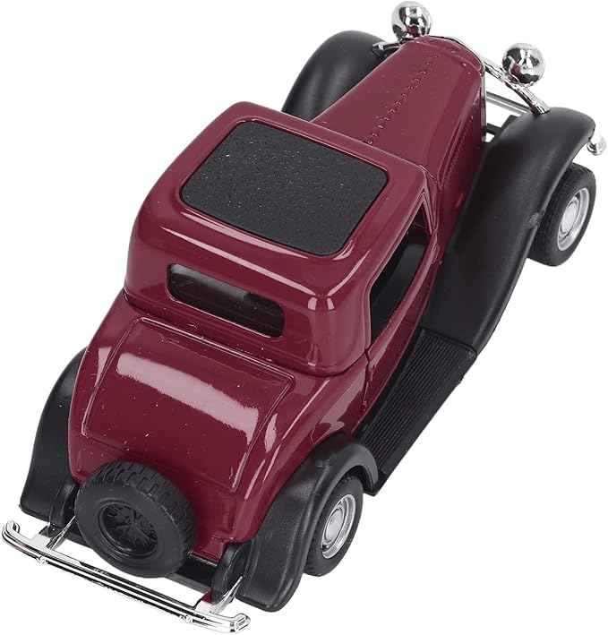 Classic Vintage Alloy Car Model Opened Doors Retro Antique Pullback Toy 1:32 for Playtime Education (Burgundy)