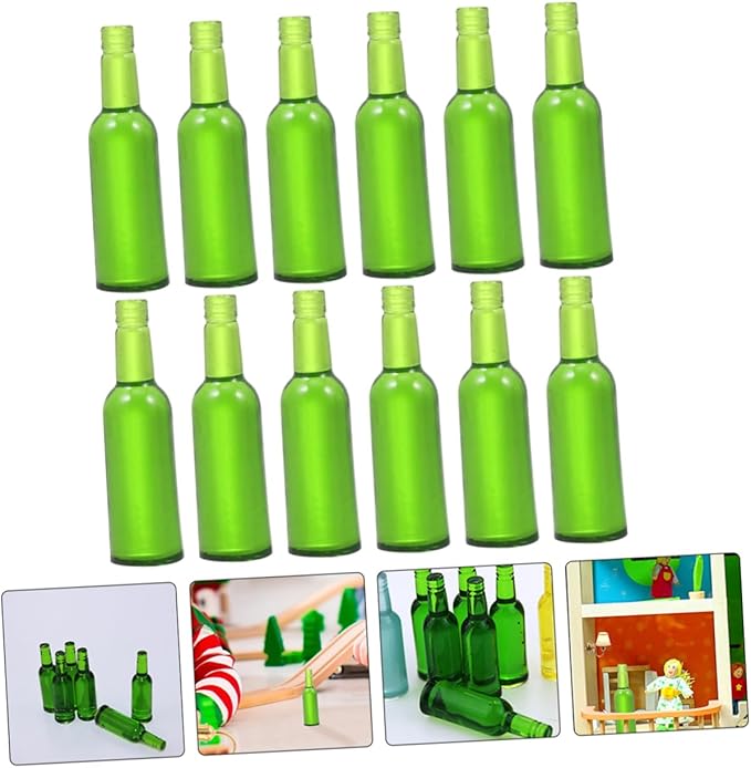 ibasenice 12pcs Miniature Beer Bottle Models for Dollhouse Decoration Mini Wine Bottles Playthings Realistic Design for Small Space and Creative Scenes