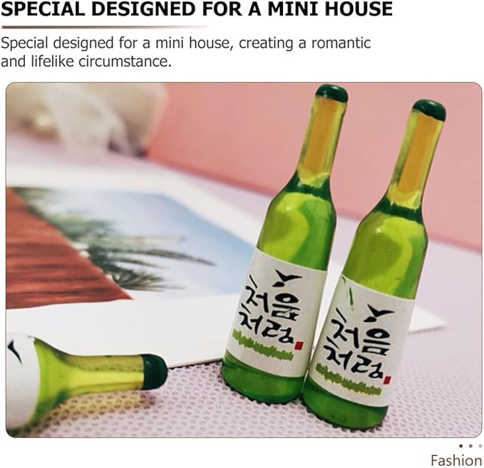 Beaupretty 12pcs Miniature Resin Korean Rice Wine Bottles for Dollhouse Decor, Miniature Scene Accessories for Collectors and Hobbyists, Small Scale Dollhouse Decorations Set