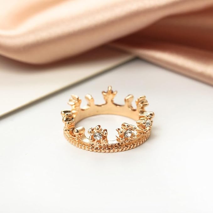 Miniature Gold Crown, Dollhouse Tiny Miniature Crown, with Diamond Rhinestones, Fairy Crown, for Fairy Tale Garden, Dollhouse Miniature, Terrarium, Diorama (5PCS)