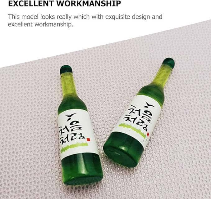 LUOZZY 40 Pcs Korean Soju Miniature Dollhouse Accessories - Mini Beer and Wine Bottles, Tiny Resin Drinks, Fake Bottle Models