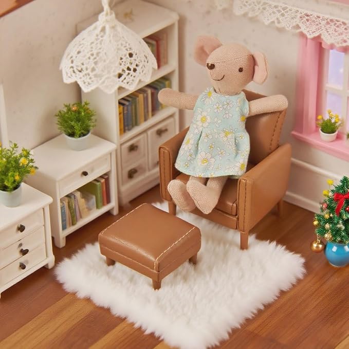 Funky Mini House Miniature Dollhouse Rug - 3 PCS Miniature 1:12 Scale Soft Plush Carpet for Dollhouse Accessories Ideal for Dollhouse Bedroom/Living Room Decor & DIY Craft Projects (White)