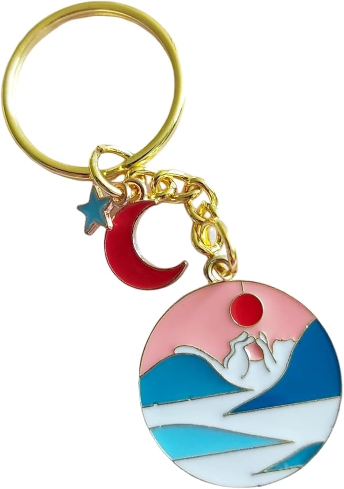 Agromusk Cute Cat Keychain, Enamel Flower Keyring Japanese Decor for Garden Cat Lovers, Kawaii Bag Charm With Sakura Flowers