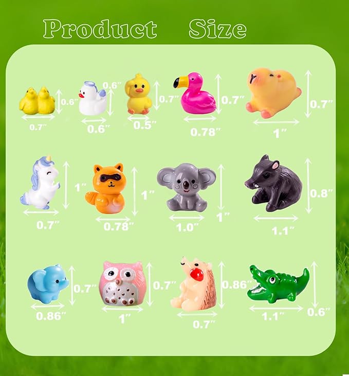 45 Pcs Mini Resin Animals Miniature Animal Figurines Tiny Resin Figurines Mini Figures Bulk for Fairy Garden Décor Micro Landscape Ornaments Dollhouse Craft Accessories