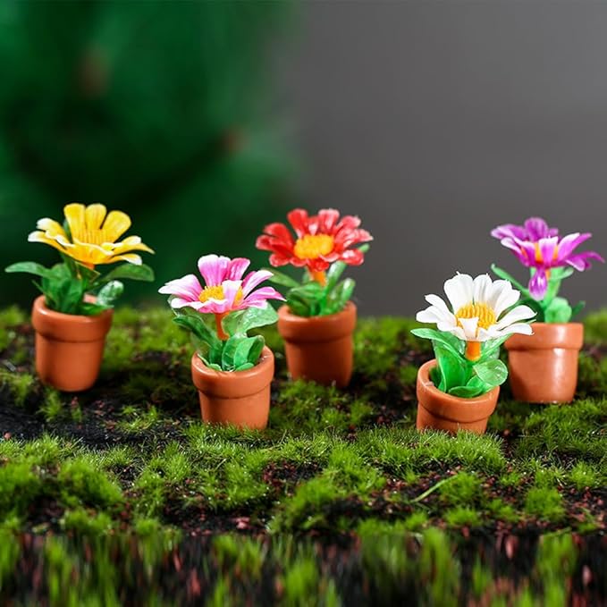 10 Pack Miniature Flowers for Fairy Garden Accessories Tiny Flower Figurines Little Mini Doll House Flowers Figures Micro Landscape Terrarium Dollhouse Craft Decorations Valentines Day Gifts Colorful