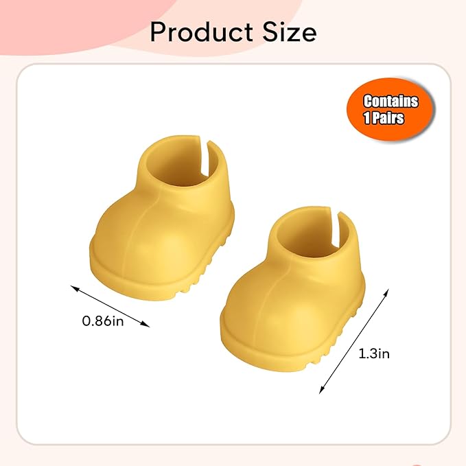 sunla Doll Shoes for 17cm Doll, Cute Mini Shoes Accessories for 17cm Dolls Sitting Standing Series, Silicone Doll Rain Shoes Boots(1 Pair Yellow)