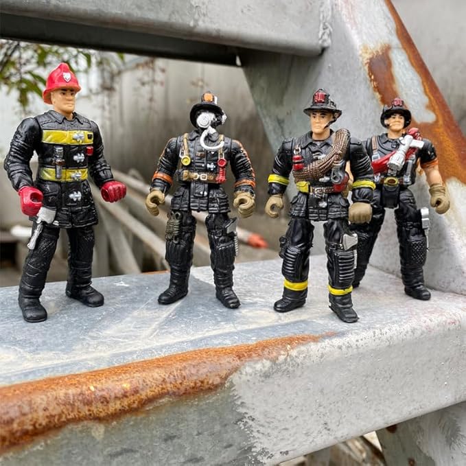 8 Pieces Firefighter Action Figures, Frefighter Toys for Boys Girls Kids, Fireman Toy Figure & Playsets with Accessories, Great for Gift Party Decoration Christmas Stocking Stuffers