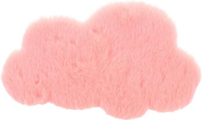 1:12 Scale Miniature Dollhouse Cloud Rug – Soft Pink Faux Fur Carpet, Cozy Bedroom & Living Room Accessory for Dollhouse Decoration, Mini Scene Layout, DIY Display & Micro Landscape Décor (5.8x3.8in)
