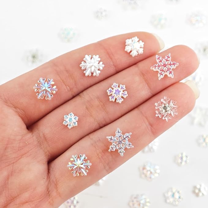 200 Pieces Tiny Snowflake Decor for Dollhouse Micro Resin Decor for DIY Crafts Mini Things for Fairy Garden Micro Landscaping Decorations