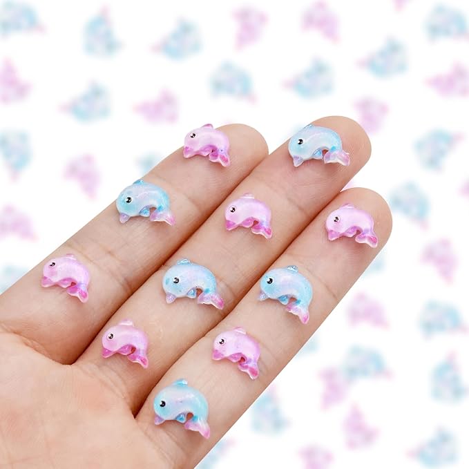 200 Pieces Tiny Dolphin Decor for Crafts Dollhouse Miniatures Resin Micro Dolphin Ocean Decorations for Dollhouse Fairy Garden Micro Landscaping Decoration
