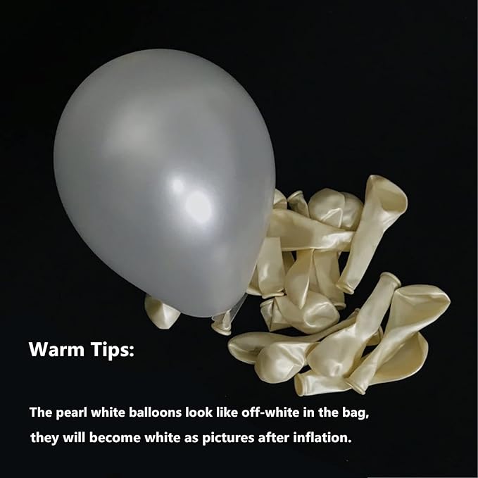 5 inch Pearl White Balloons, 100 pcs Mini White Party Balloons small Latex Balloons for Birthday Wedding Baby Shower Decorations (Pearl White)