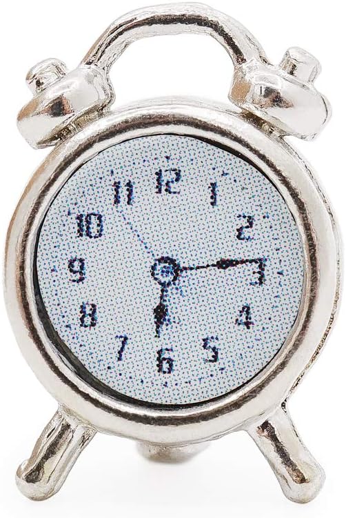 Odoria 1:12 Miniature Alarm Clock Dollhouse Decoration Accessories, Silver