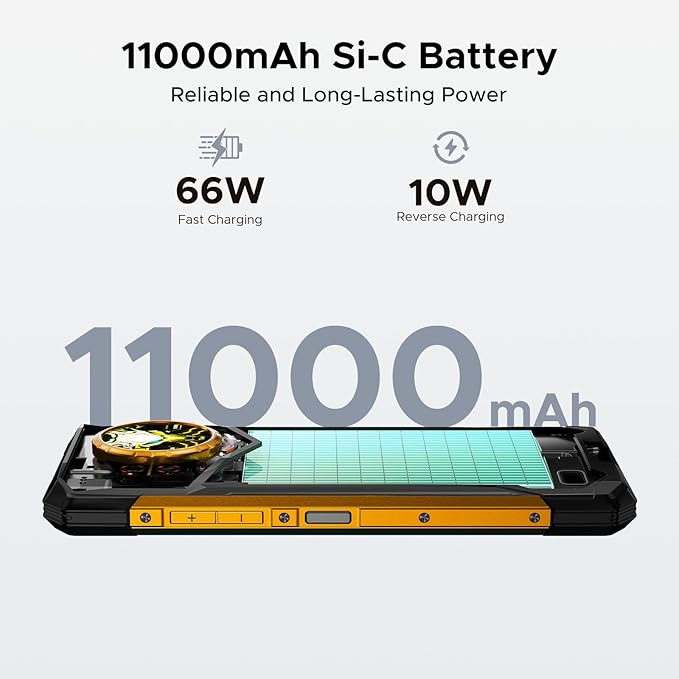 DOOGEE S200 Ultra Rugged Phone Unlocked, 5G Android 15 with 1.32" Secondary Display, 48GB+1TB Storage, 11000mAh, 66W Fast Charge, AI Quad Camera 100MP+32MP, 6.72" Rugged Smartphone Dual SIM/NFC/OTG