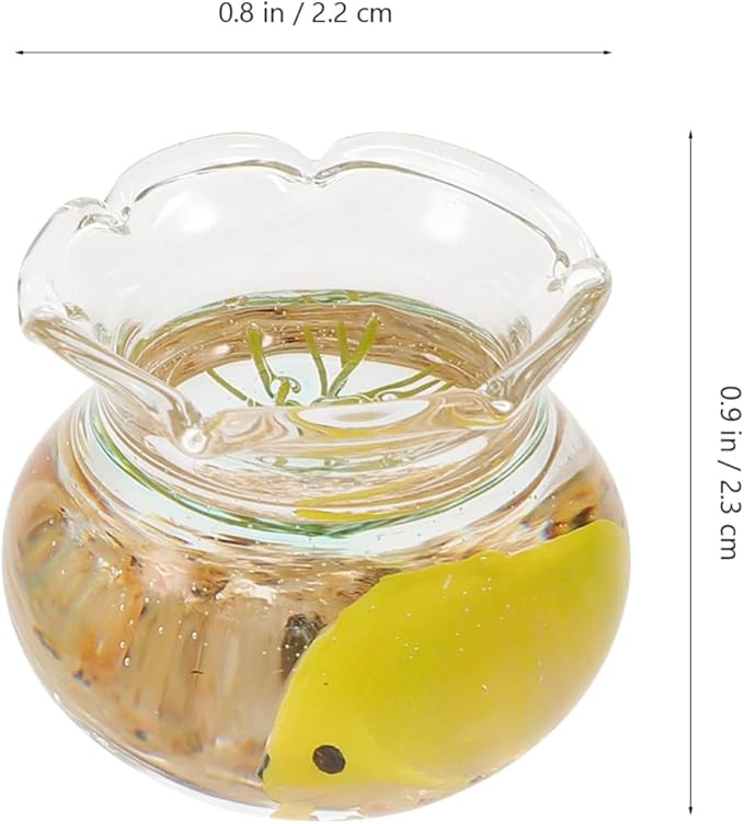 Kisangel 2pcs Dollhouse Fish Tank Miniature Fish Bowl 1: 12 Glass Goldfish Bowls for Tiny House Decorative Accessories