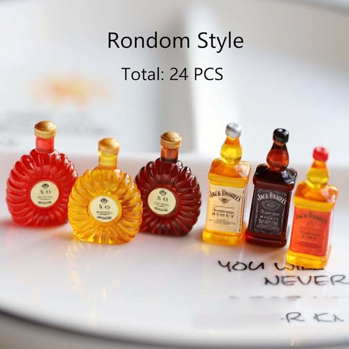 Juland 24PCS Miniature Mini Beer Drinks Decoration Glass Mixed Wine Resin Sets Simulation Instant Model Scene Tableware – Random Pattern CH3