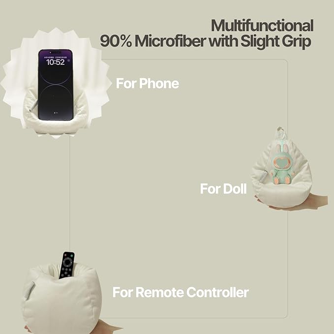 2pcs Cover of Miniature Bean Bag Couch for Doll (No Filler) Ultra Soft Microfiber Microsuede Anti Slip Mini Bean Bag Chair Cell Phone Holder White Chocolate