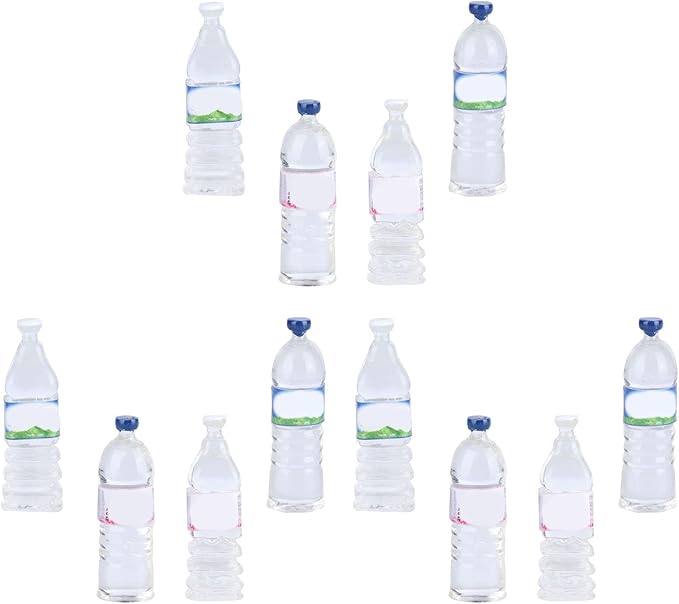 Aoaoy Miniature Water Bottle Set, 40pcs 4 Styles Dollhouse Drinking Accessories, for Doll House Decoration