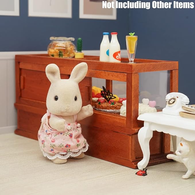 Odoria 1/12 Miniature Bakery Display Case Dollhouse Furniture Accessories, Brown