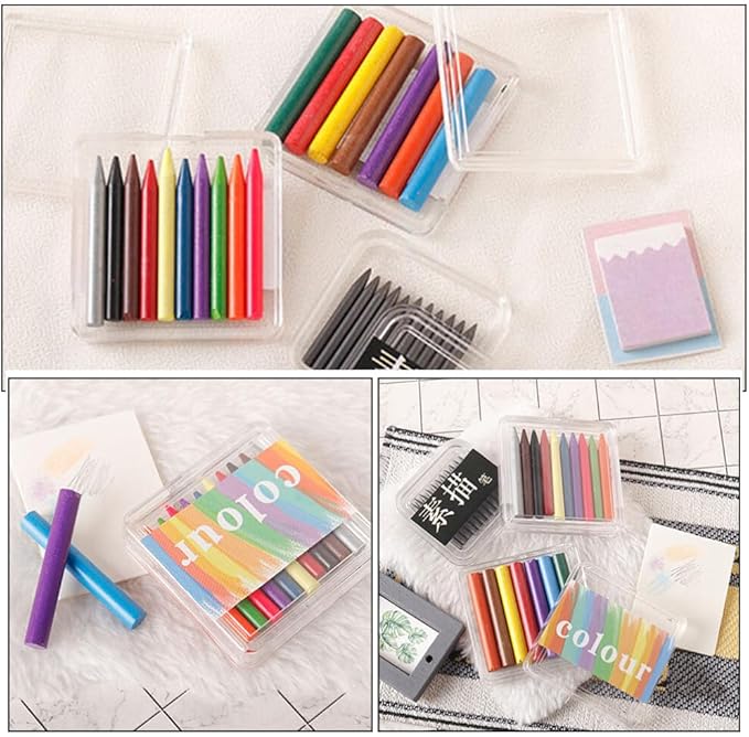 Alasum 3 Boxes of Mini Crayon Sets, Miniature Sketch Pencil Mini Drawing Colored Pencils Portable Color Party Favors Doll House Supplies, 3.50X3.50X0.70CM