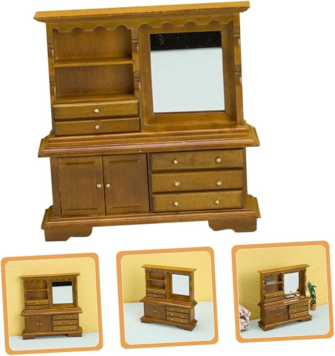 Uonlytech Lovely Miniature Dollhouse Dresser Decorative Furniture for DIY Mini House Landscaping Scene Bright Color Adorable Scale Accessory for Creative Home Decor