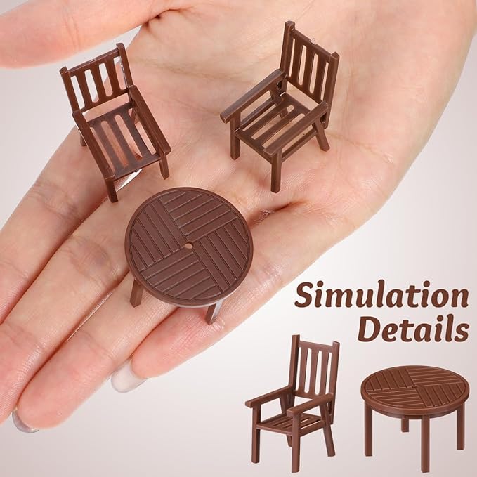 DOITOOL Mini Table and Chair Set Dollhouse Furniture 1.18 Inch Plastic Playhouse Accessory for Kids Creative Play and Decoration