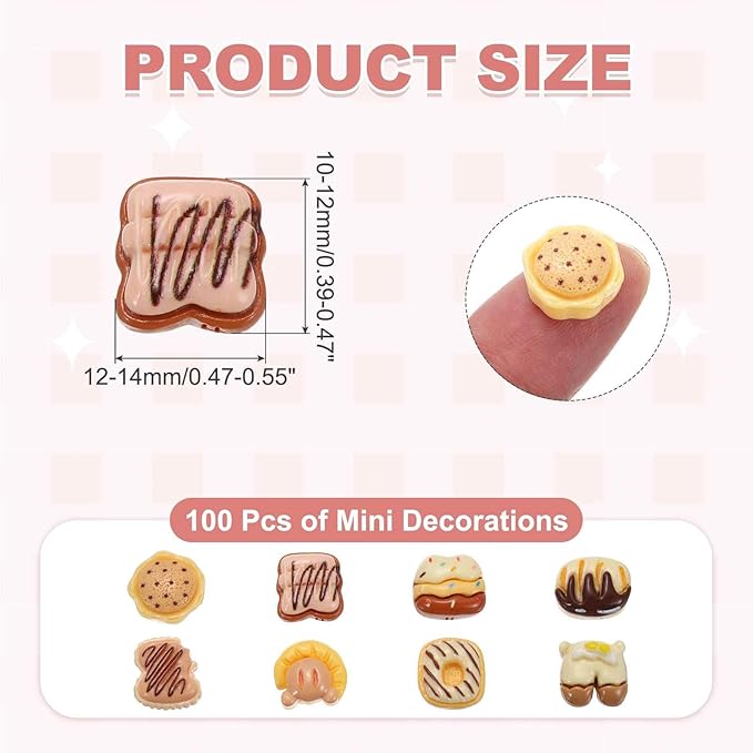 Mini Cute Bread Series Decor, Miniature Doll Food Crafts for Dollhouse & Landscape & Mini Kitchen & Micro Fairy Garden & DIY Craft Decorations(Yellow Colors, 60pcs)