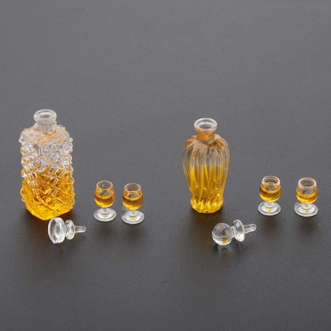 Yiju 1/12 Dollhouse Miniature Accessory Mini Wine Bottle and Cups Pub Bar Drink