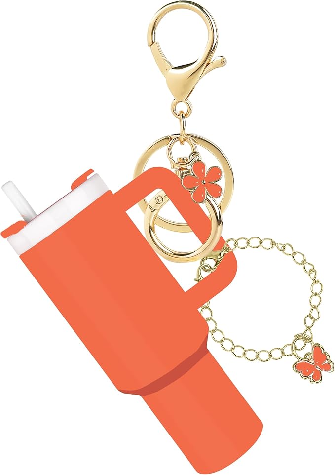 ERTUNA Mini Tumbler Keychain Accessories for Stanley Cup, 2 Way Cute Charms Chapstick Lip Balm Holder for Women Purse Handbag