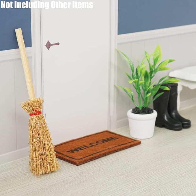 Odoria 1/12 Miniature Rubber Boots Plants Welcome Mats Doormat Broom Dollhouse Decoration Accessories