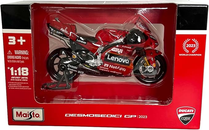 Bburago 1/18 Scale 36396 - Ducati Desmosedici GP23 Motorcycle Moto GP - #1 F. Bagnaia