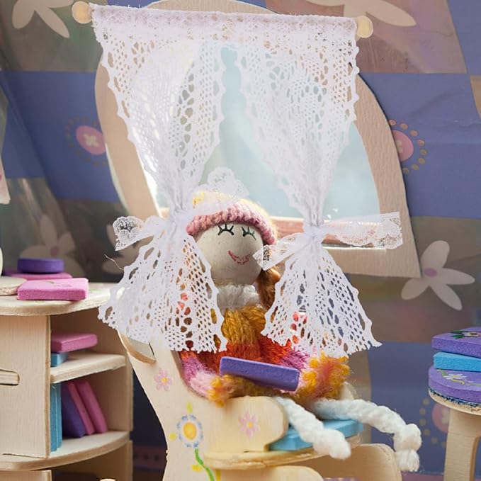 TOYANDONA 3pcs Dollhouse Curtains, 1/12 Scale Dollhouse Lace Curtains Miniature Window s for Miniature Accessories