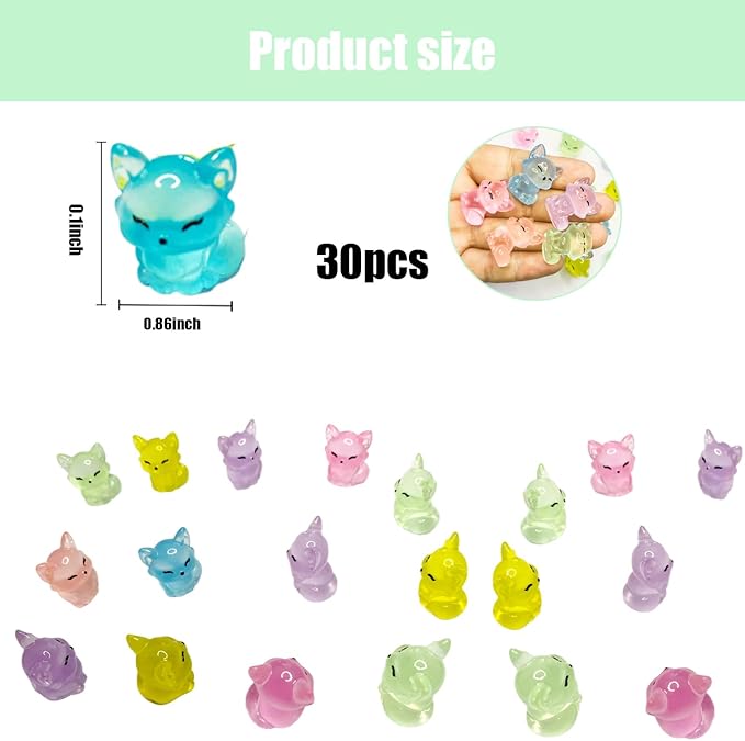 30PCS Mini Fox Decor for Dollhouse Resin Animal Tiny for Crafts Micro Miniature Foxs for Fairy Garden Dollhouse Micro Landscaping Decoration (Fox 2)