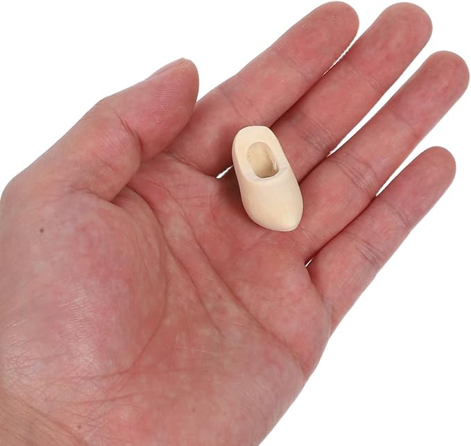 Abaodam Miniature Wooden Shoes 2 Pairs Unfinished Dollhouse Decor DIY Craft Supplies for Home and Party Decoration