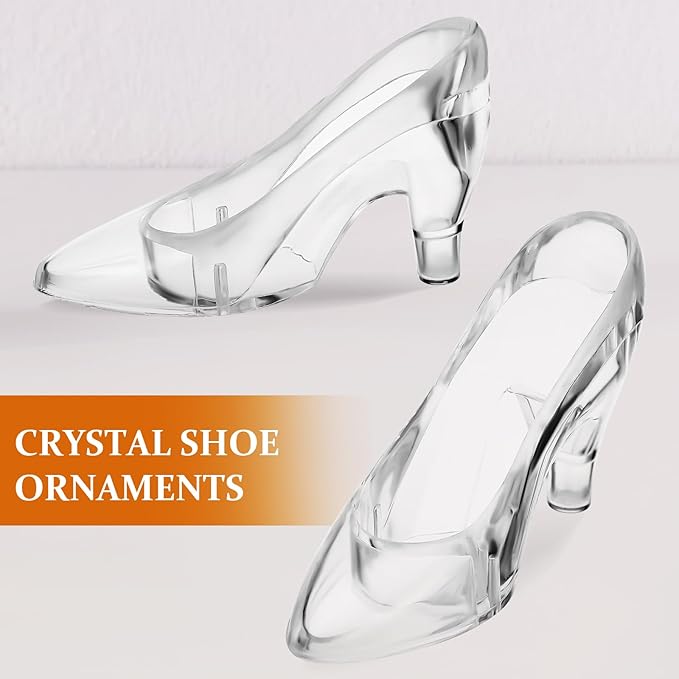 PRETYZOOM 12 Pcs Crystal Shoe Ornaments Clear High Heels Decorations Transparent Glass Slipper Figurines for Home Office Party Favors