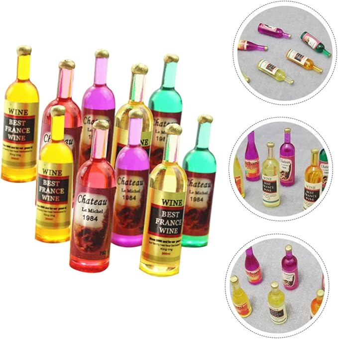QUMIIRITY 18pcs Miniature Dollhouse Wine Bottles Mixed Styles Ornaments for Home Decoration Accessories for Dollhouse Enthusiasts and Collectors