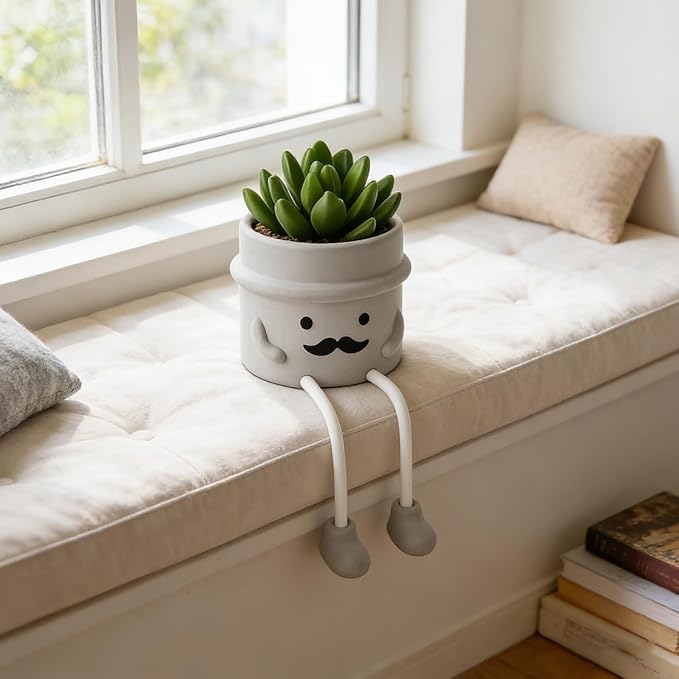 guowanpp Small Artificial Succulent Plant for Kitchen Window Sill, Office Desk, Shelf Decor Accessories