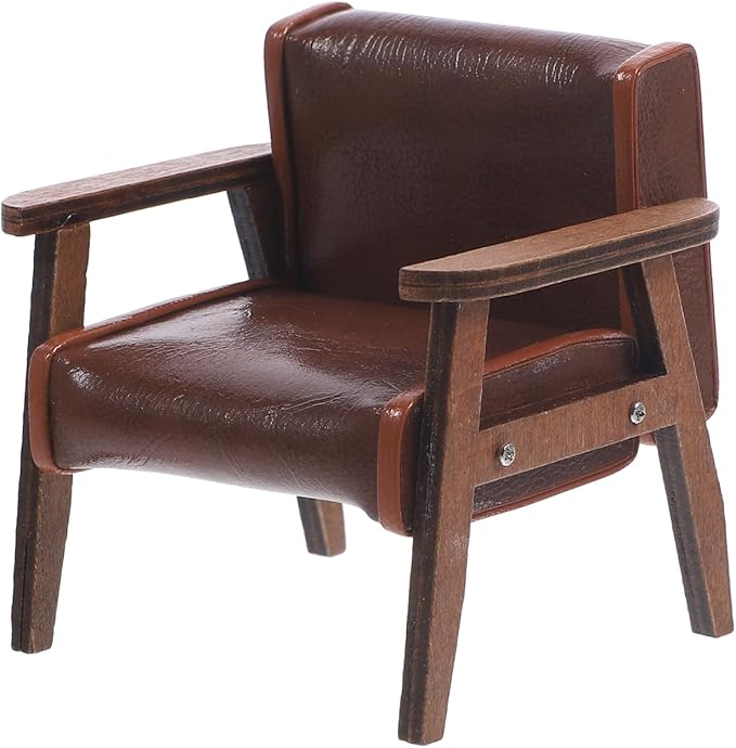 Dollhouse Sofa Armchair Upholstered Model Toy 1 12 Scale Miniature Living Room Furniture Chair Miniature Furniture Dollhouse Vintage Armchairs Mini Leather Sofa Chairs Single Sofa