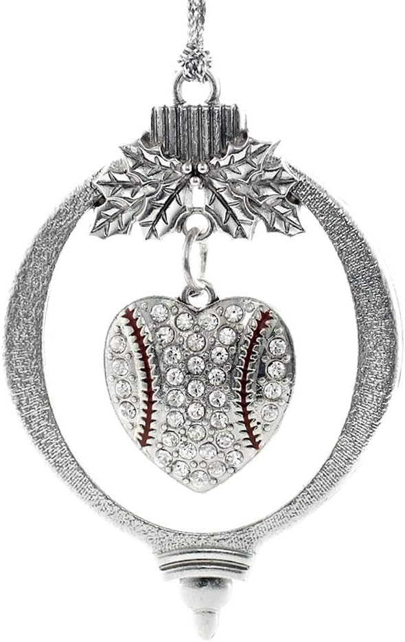 Inspired Silver - Baseball Heart - Silver Christmas Ornament - Unique Charm Christmas Tree Ornament - Holiday Hanging Decoration