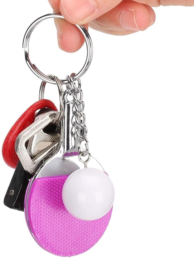 6Pcs Keychain Mini Table Tennis Racket Keyring Portable Creative Pingpong Keyfob Cute Key Rings Keychain Pendant Fit for Great Gift Bag Hangings Bag Ornament