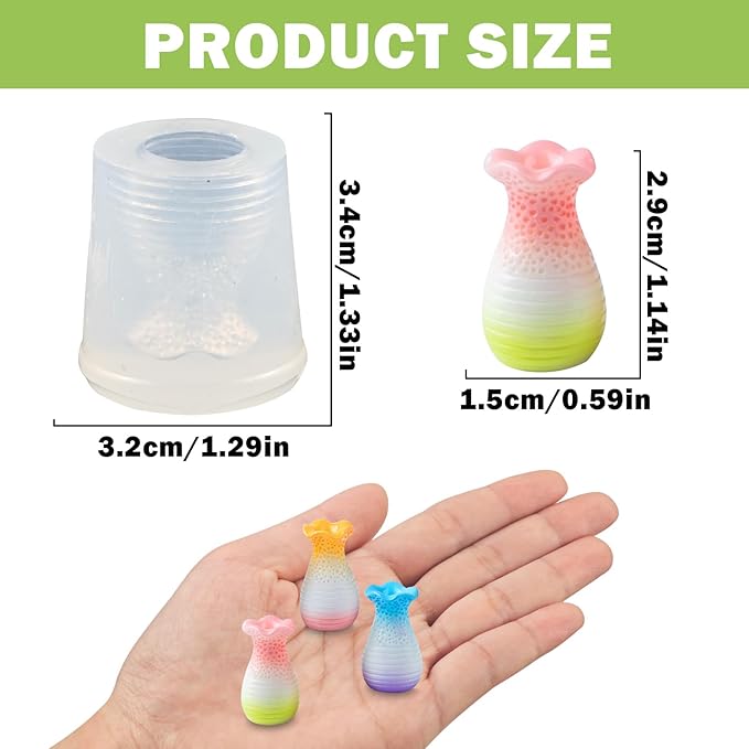 Mini Fancy Vase Resin Silicone Molds 3D Simulation Miniature Yuhuchun Vase Epoxy Casting Molds for DIY Micro Resin Dollhouse Fairy Garden Landscape Tiny Things Display Decor