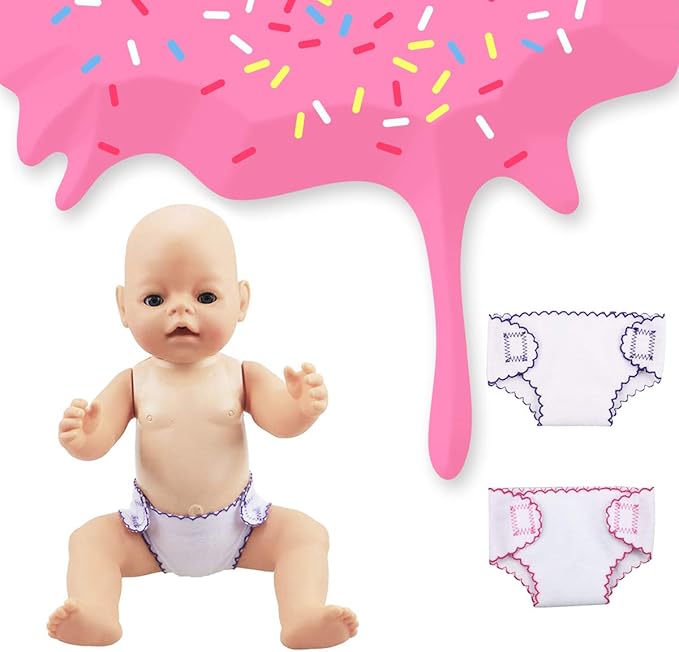 DC-BEAUTIFUL 4 Pack Baby Diapers Doll Underwear for 14-18 Inch Baby Dolls, Suitable for Infant Dolls Baby Girls