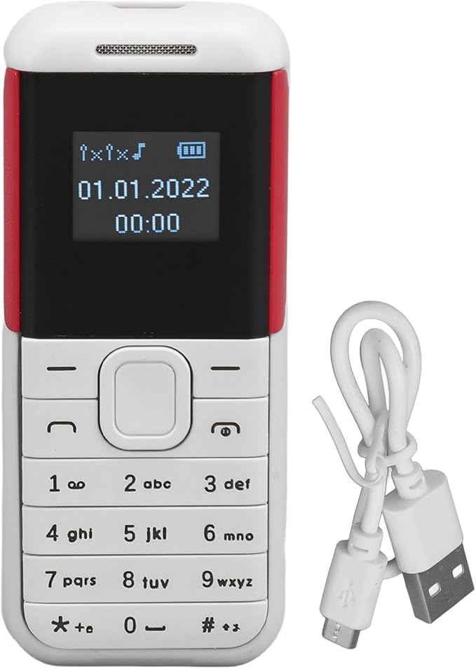 GOWENIC Small Mini Phone, 2G GSM Dual SIM Unlocked Smartphone, 0.66inch Screen 380mah Kids Small Smartphone, Bluetooth Sound Player Basic Phone (White)