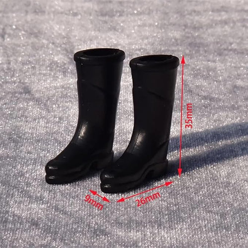 1Pair Black 1/12 Miniature Rubber Boots Dollhouse Garden Accessories, DIY Micro Scene Decor