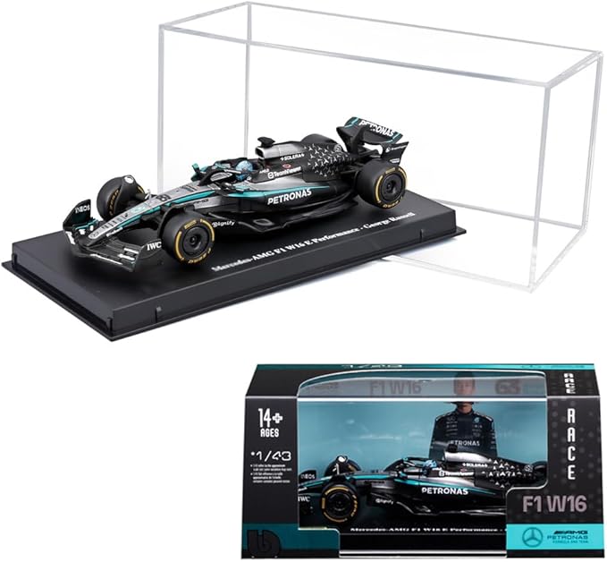 1/43 2025 Race F1 W16 12# Kimi Antonelli F1 63# George Russell Formula Racing Alloy Car Diecast Model (1/43 W16 63# w/Helmet)