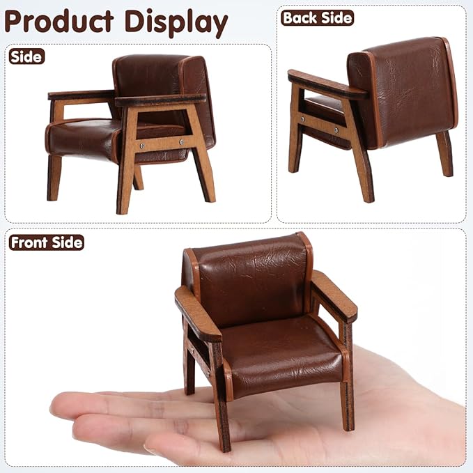 Dollhouse Sofa Armchair Upholstered Model Toy 1 12 Scale Miniature Living Room Furniture Chair Miniature Furniture Dollhouse Vintage Armchairs Mini Leather Sofa Chairs Single Sofa