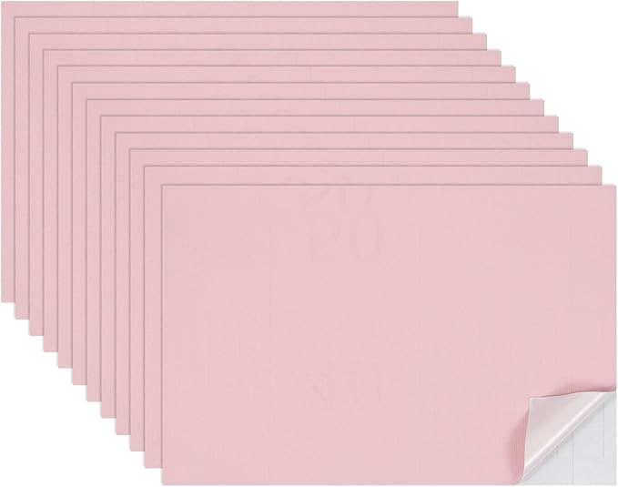 uxcell 12 Sheets Miniature Dollhouse Wallpaper, Self-Adhesive PVC Flooring Wall, Mini Wall Decor for Dollhouse Sand Table Model Accessories 11.81 x 7.87 Inch (Light Pink)