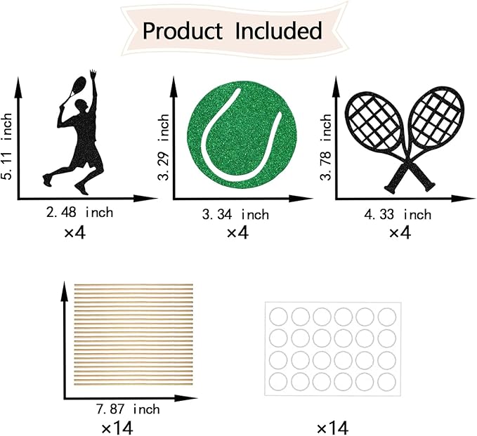 Sports Tennis Centerpiece Sticks,Tennis Birthday Party Decorations,Sports Theme Birthday Baby Shower Party Supplies,Ball Party Decoration for Kids 12 Pcs