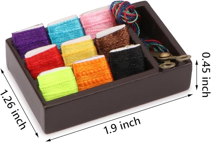 Dollhouse Accessories Miniature Sewing Tool Kit 1:12 Sewing Room Accessories Sewing Basket Simulation Model Dollhouse Decorations (Brown)