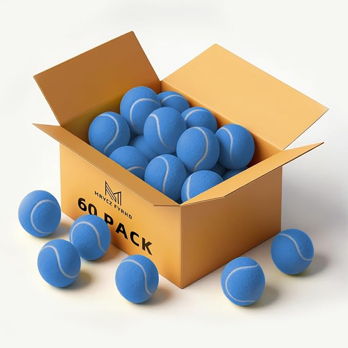MRYCZ FYRHD 60 Pack Tennis Balls, Training Tennis Balls, Pet Dog Playing Balls, Practice Tennis Balls with Mesh Bag for Transport and Beginner Training