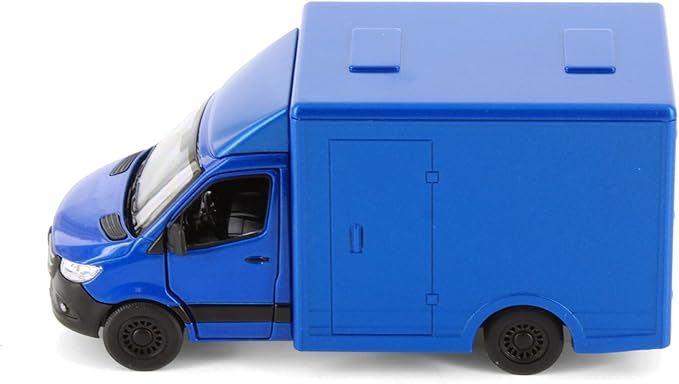 KiNSMART - Mercedes-Benz Sprinter Cargo Van 1:48 O Scale 5" Die Cast Metal Model Toy Van, Pull-Back Action (Blue Box Truck)